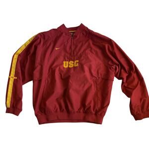 USC Trojans Nike Team Windbreaker Jacket Mens Large Red NCAA 1/2-Zip